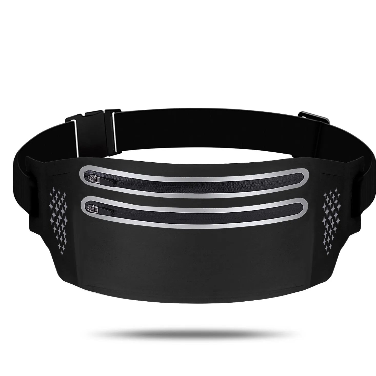 GERANNUR Outdoors Slim Workout Belt Two Zipper Reflect Light Women's Fitness Fanny Pack Running Sport Jogging Running Waist Bag