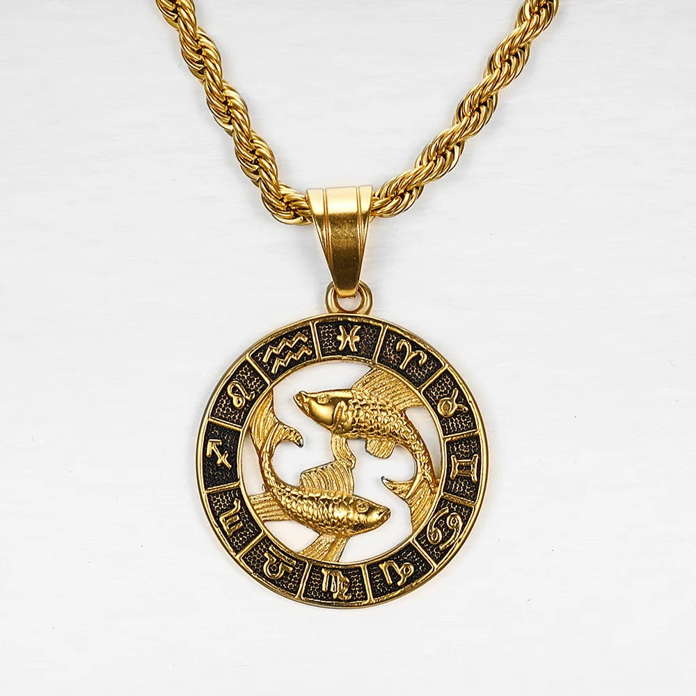New Fashion Hip Hop Stainless Steel 18K Gold Men and Women Twelve Men and Women Necklaces Wholesale
