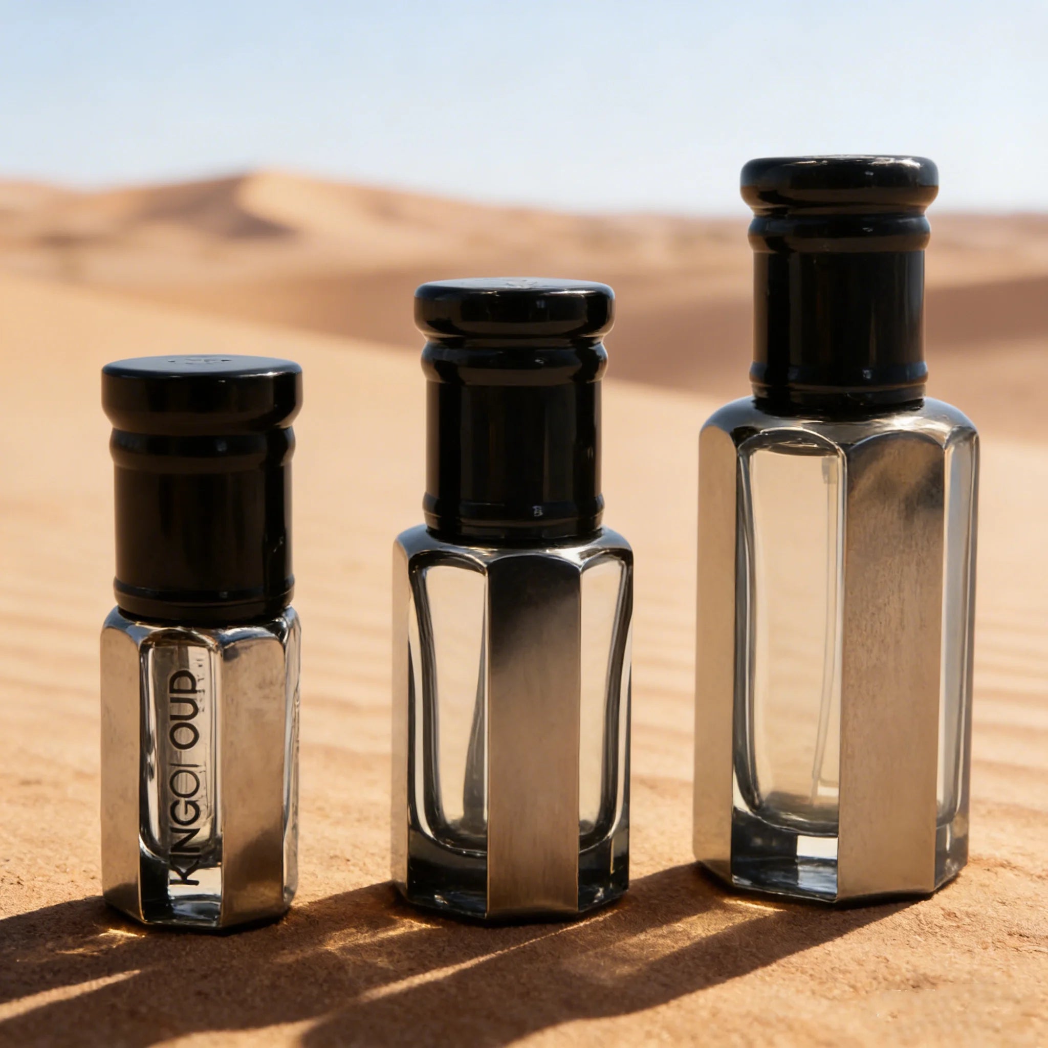 New Design 3ML 6ML 12ML Black Octagon  Glass Essential Oil Bottle Attar Oud Oil Glass Bottles
