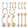 Wholesale 15pcs Surgical Steel Ear Cartilage Helix Balls Tongue Barbell Belly Ring Basic Piercing Jewelry External Weddings