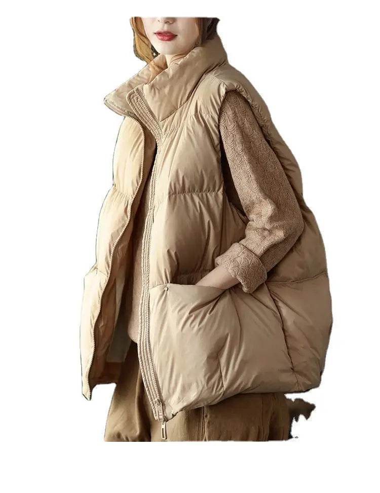 2026 Women's Casual Sleeveless Windproof Jacket Breathable Lightweight Goose down for Winter Zipper Closure