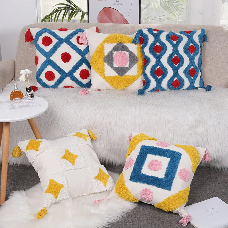 New Tufted Embroidered Pillow Cover Square Living Room Sofa Pillow Cushion Cover Pillowcase Wholesale Customized