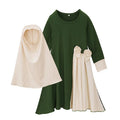 Children Girls Ramadan Sets Long Sleeve Bowknot 2Pcs Muslim Prayer Dress MEDG-004