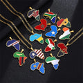 Figaro Chain 17 Enamel Country Nigeria Necklace 18K PVD Gold Plated Tarnish Free Stainless Steel African Map Pendant Necklace