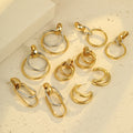 Simple Geometric Line Design Earrings Gold Stitching Hoop Earrings Gold Plated Titanium Steel Fashion Jewelry