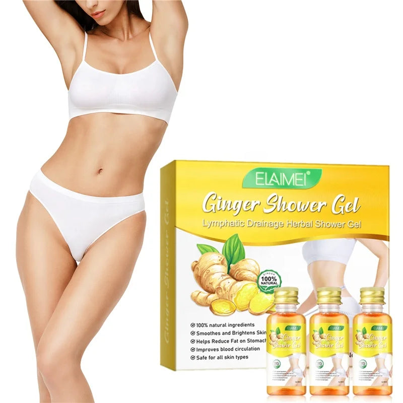 Elaimei Cheap Ginger Shower Gel Fat Fatigue Reducing Skin Firming Brightening Lymphatic Drainage Herbal Shower Gel for Men Women