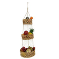 Farmhouse Boho Wall Mount Storage Baskets Natural Hemp Rope Handwoven Basket with Rattan Frame for Kitchen Vegetable Organizer