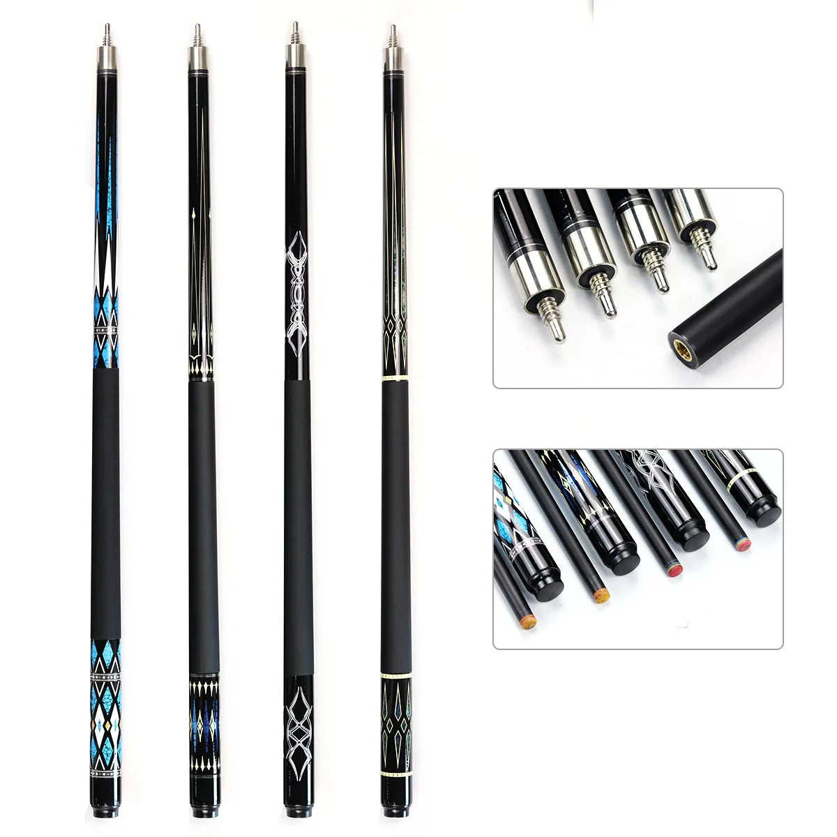Hot Sell 1/2-PC Style Carbon Fiber With Wood Stainless Joint Billiard Pool Game Cue Stick