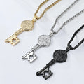 Christian Saint Benedict Key Design Pendants Necklace Stainless Steel Chain Fashion Jewelry Religious Necklace for Men Women