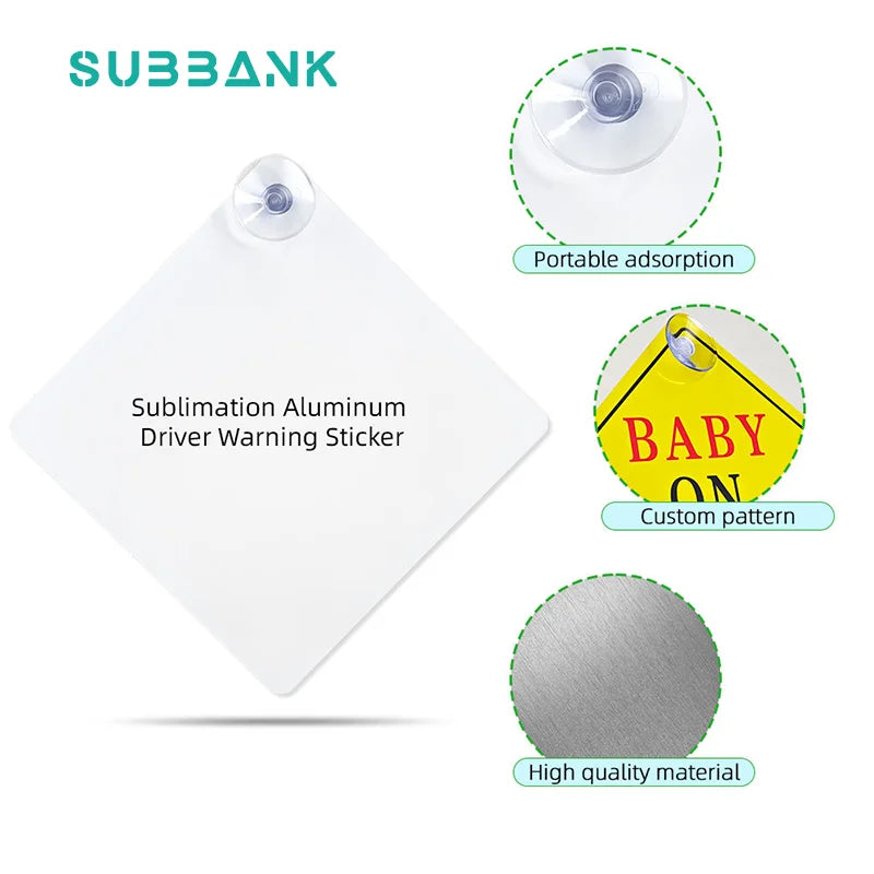 Custom square Silver Metal Aluminum Sublimation Road Safety Traffic Safety Sign Board Blank Aluminum PlateDriver Warning Sticker