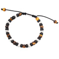 Fashion Trendy 6MM Yellow Tiger Eye Wave Black Hematite Beaded Bracelet Men Stainless Steel Jewelry Adjustable Daily Anniversary