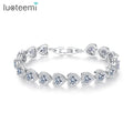 LUOTEEMI Wholesale Ruby Color Rhodium Plated Fashion Luxury Heart Shape a AA Cubic Zirconia Women Jewelry Bridal Tennis Bracelet