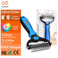 Pet Fur Knot Cutter Dog Grooming Shedding Tools Pet Hair Removal Brush Double Sided for Long Hair Deshedding Comb