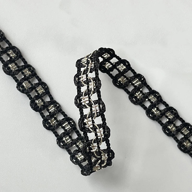 1cm Diy Garment Sewing Braid Lace Ribbon Hat Costume Crochet S Wave Black White Metallic Gold Silver Collar Cuff Edge Lace Trim