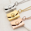 New Stainless Steel Love Message Square Letter Love You Letter Heart Envelope Pendant Necklace for Women Jewelry Gift