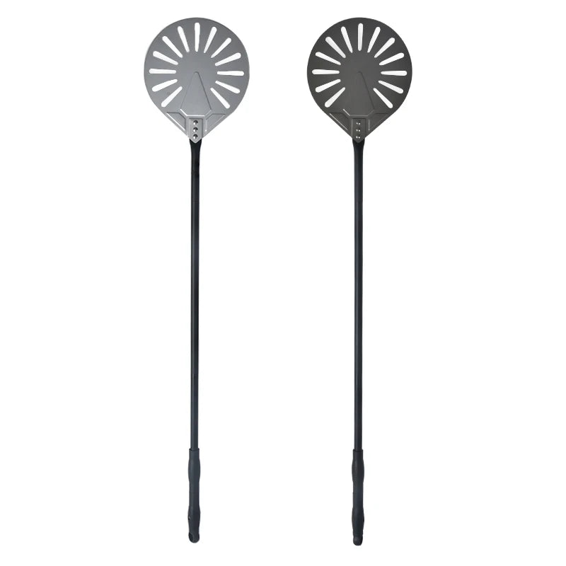 Aluminium Perforated Hard Coating Pizza Turning Peel Detachable Long Round Handle 47 Inch Non-Stick Peel Spinner Small Package
