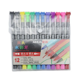 Promotional Cheap 12 Color Dual Tip Fineliner Watercolor Brush Pen Set for Art Marker