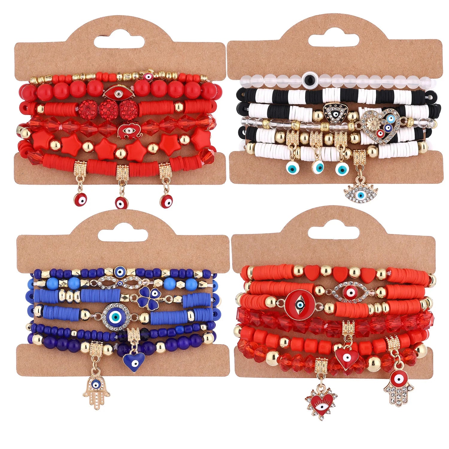 Wholesale Multicolour  Polymer Clay Bracelet Set Crystal Glass Beaded Bracelets for Women Girls
