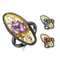 C7876 Abiding Fine Jewelry 925 Sterling Silver Handmade Lemon Shape Rings Women Oval Natural Gemstone Rings
