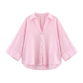 2023 Spring Linen Long Sleeve Casual Modest Blouses Shirts Elegant Women