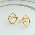 Ins Pearl Ring Female Stainless Steel Plated 18k Real Gold Dropship Supported