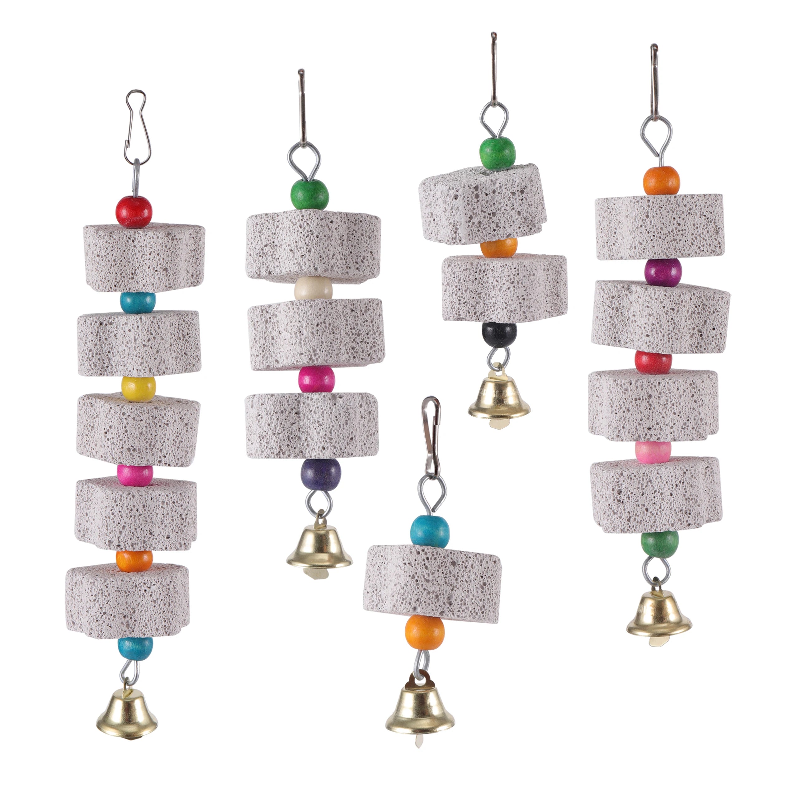 Durable Bird Cage Toy Stone Mineral Ornament Parrot Pet Supplies Flower Shape Grinding Stone Chew Bite Hang Style for Parakeets