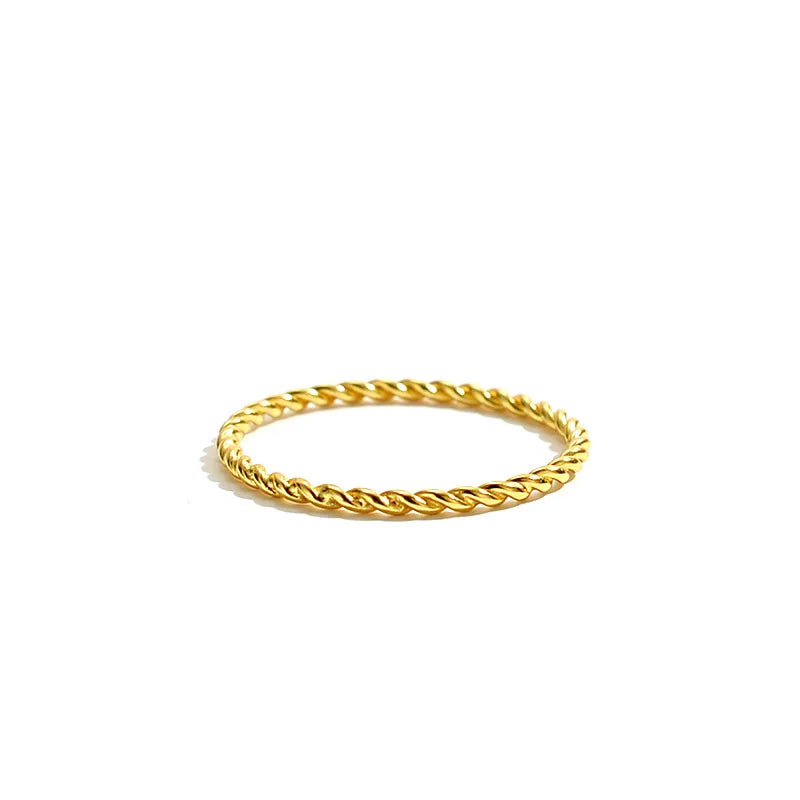 INS 925 Sterling Silver Minimalistic Jewelry Thin Simple Twisted Stacking Ring