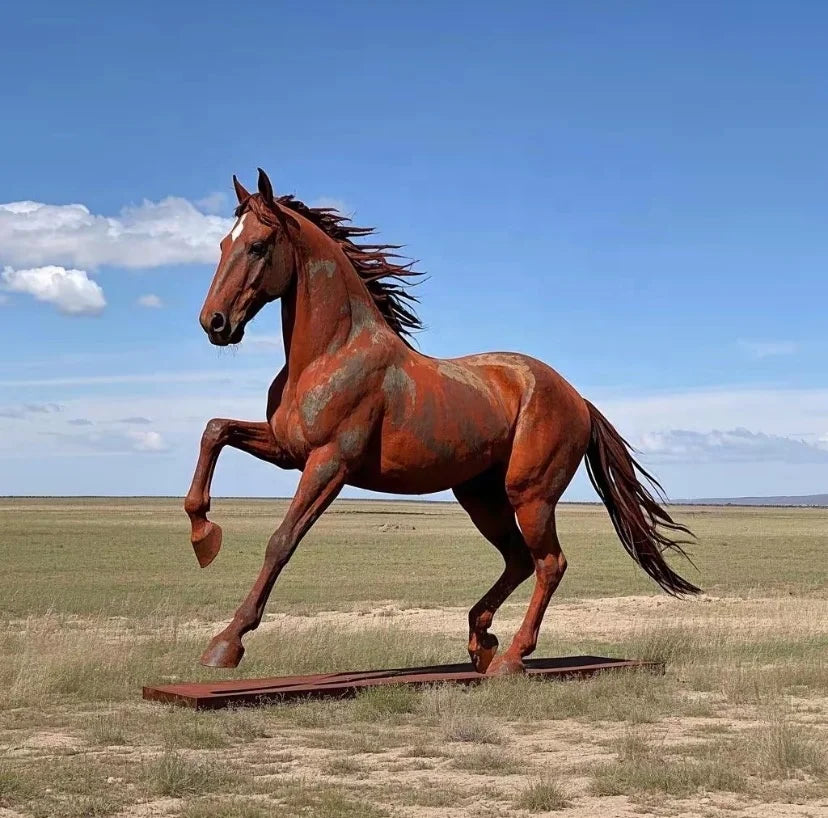 Rusty Steel Large Customizable Animal Statue Horse Corten Steel Animal Sculpture