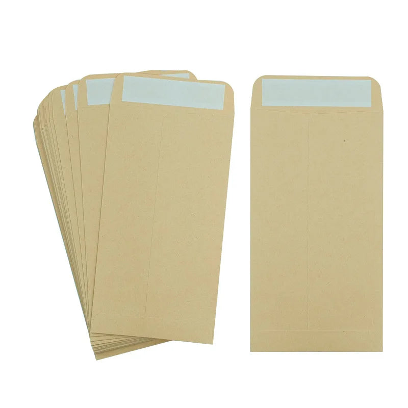 Cross-Border Foreign Trade Chinese Style Yellow Kraft Paper Self-Adhesive Cash Envelope Bag Thickened Blank Paper Envelopes