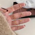 MICCI 18K Gold Plated Stainless Steel Minimalist Jewelry Small Zircon Rectangle Water Drop Triangle Charms Choker Pearl Zircon