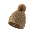 Striped Acrylic Wool Ball Knitted Hat Solid Color Winter Warm Beanie Hat Custom logo Women's Knitted Beanie Hat