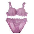 Factory OEM Purple Plus Size Lace Transparent Push up Sexy Lingerie Bra and Brief Sets