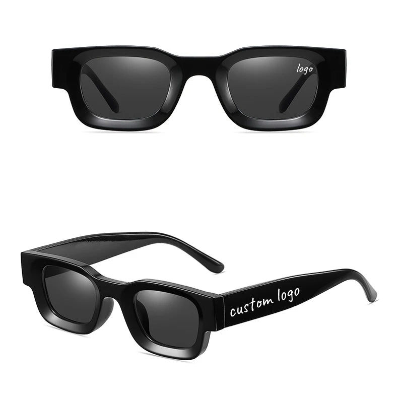 Lucky Custom Brand Logo Retro Sun Glasses Men Women Chunky Thick Square Frame Shades Vintage Fashion Polarized Sunglasses