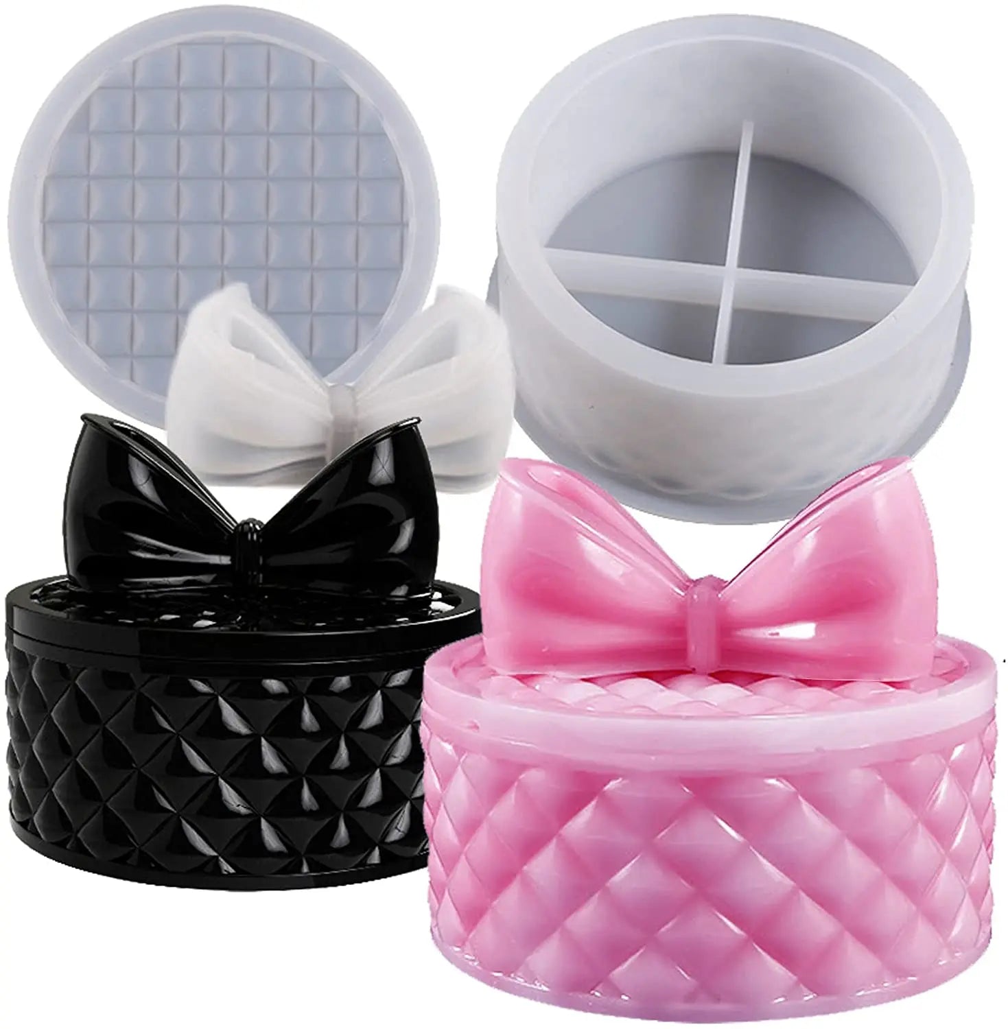 Diamond Storage Box Eco-Friendly Non-Toxic Disposable Silicone Mold with 1 Lid Bow for Jewelry & Pen Holder (OEM Custom Logo)
