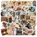 50pcs/pack Retro Memory Time Material Package Ephemera Vintage Stickers Envelopes Tags Cards DIY Planner Handmade Deco Scrapbook