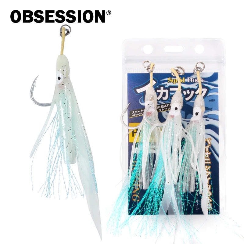 HK031 Assist Hook Squid Skirt Single High Carbon Steel 3pcs Fishing Hook Slow Jigging Hook 2/0 3/0 5/0 7/0 Exquisite Packaging