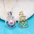 P011066 DIY 6-8mm Natural Freshwater Pearl Pendant Accessory 925 Sterling Silver Engagement Jewelry Necklace for Women