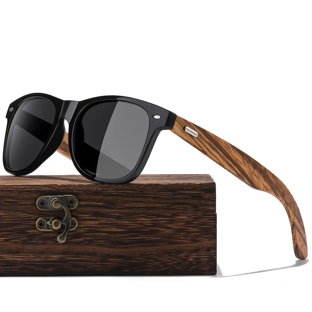 2022 Fashion Handmade CE UV400 Polarized Custom Logo TAC Lenses Black Mens Bamboo Wooden Sunglasses Wedding Gift