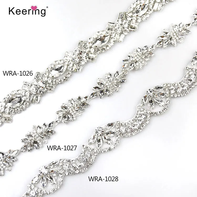 3.5cm *1 Yard Sparkly Sew or Iron on Opal Rhinestone Applique Strass Crystal Belt Trim for Wedding Dress Sash WRA-1026