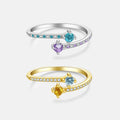 FUAMAY Anillos Trendy 925 Silver Colorful Zircon Ring Dainty Blue Purple Zircon Wrap Ring Gold Plated Contrast Color  Wrap Ring