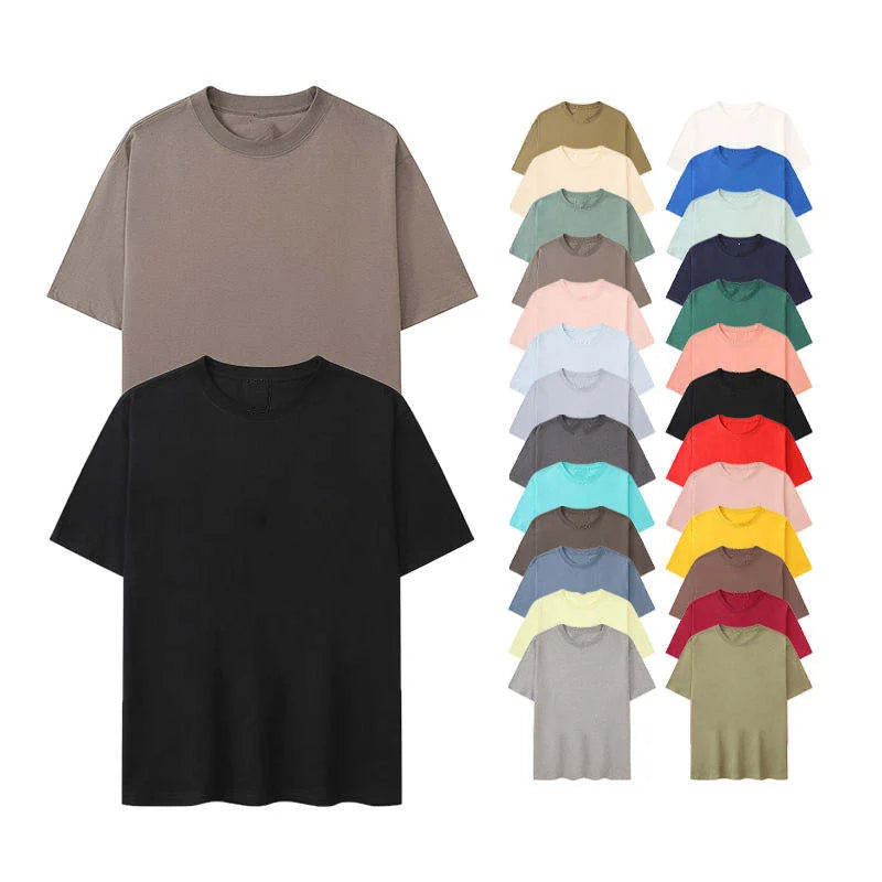 Custom 180-320gsm Tshirt Heavyweight Oversized Tshirt Drop Shoulder 100 Cotton Embroidered Round Neck Men's T-shirt