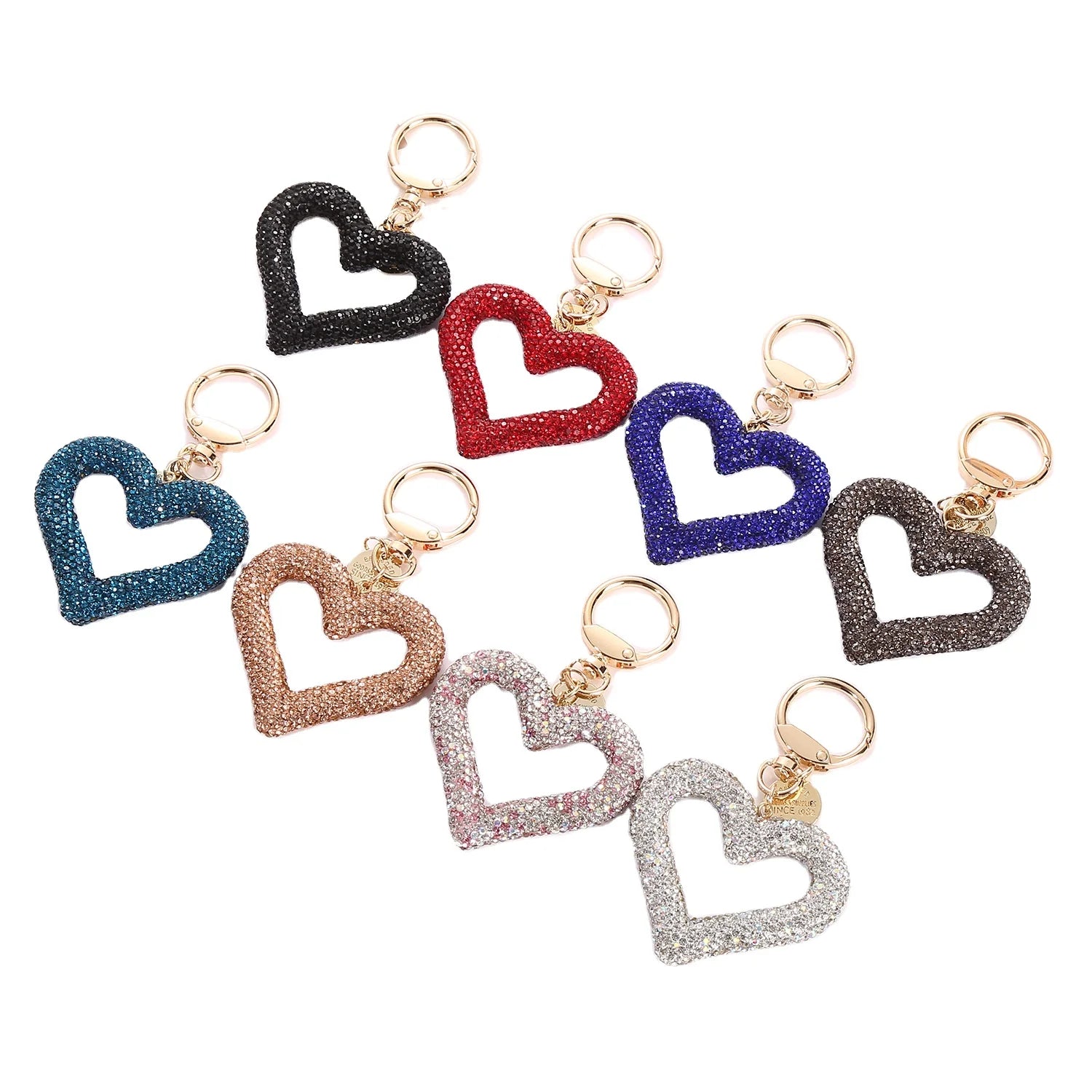 Fashion Women Girl Bling Rhinestone Heart Keychain Hand Bag Car Charm Pendant Diamond Key Chain
