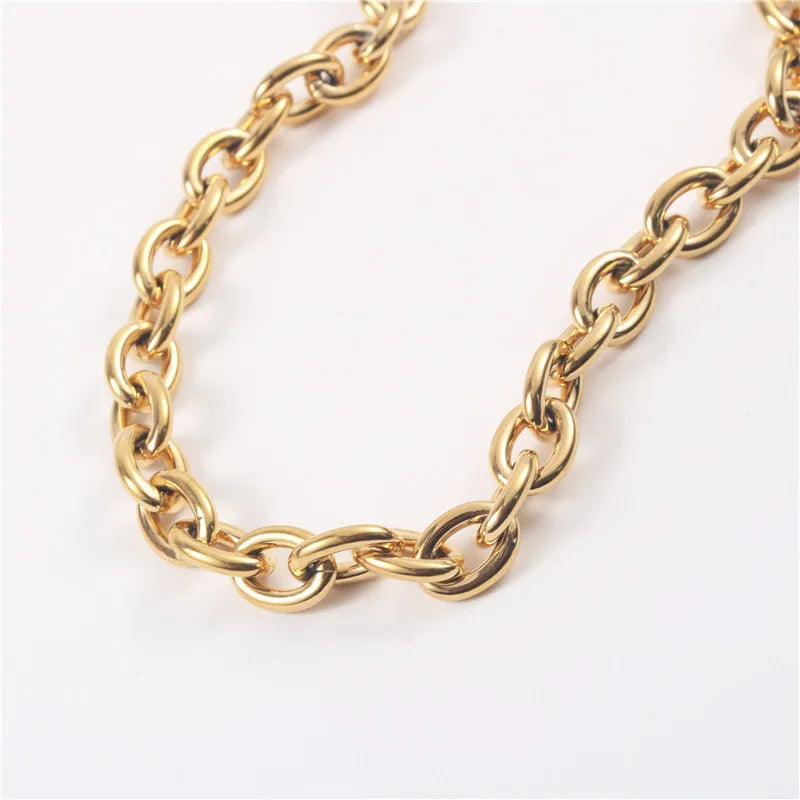 Fenny Jewelry Wholesale 18K PVD Plated No  Fade Drop Shipping Basic Chunky Sweater Chain Stainless Steel Necklace for Women