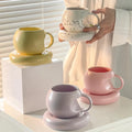 Solhui Ins Chubby Ceramic Coffee Mug and Saucer Set Creative Design Afternoon Tea Cup Set