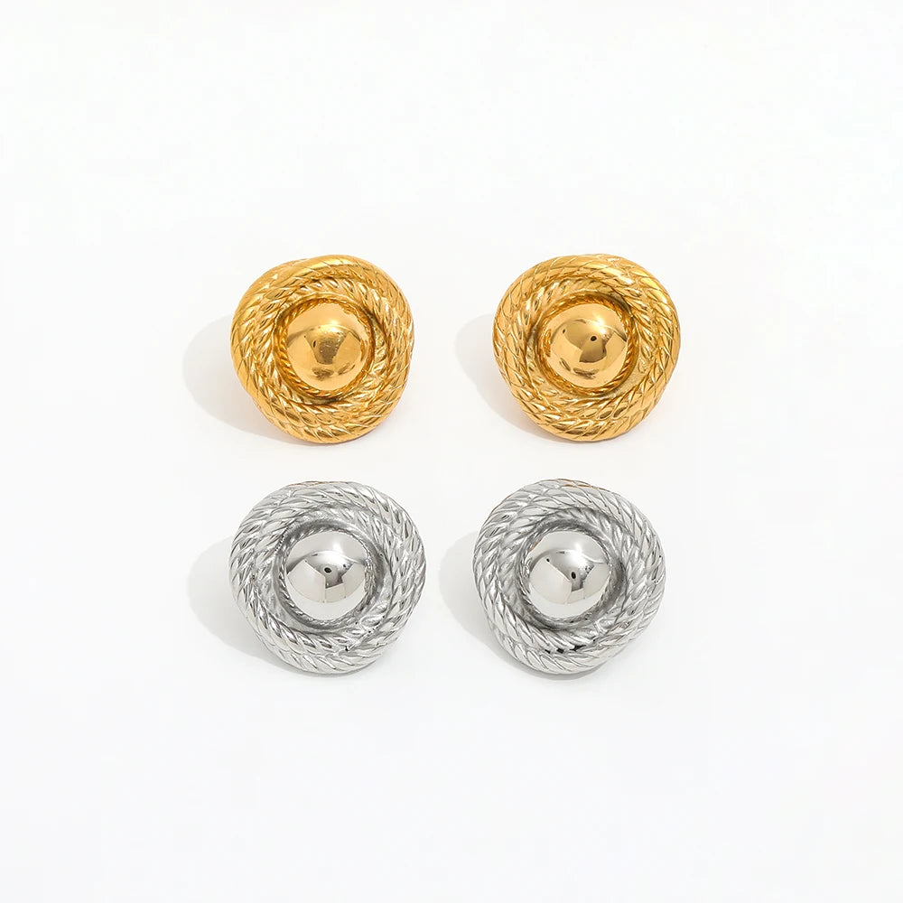JOOLIM High End 18K Gold Plated Chunky Screw Thread Stud Earring Stainless Steel Earring Wholesale