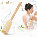 Jarnier Loofah Back Scrubber for Shower Shellvcase Loofah on a Stick with Natural Loofah Sponge Exfoliating Body Sponge Scrubber