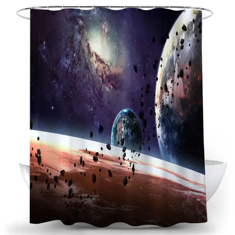 Waterproof Polyester Starry Sky Galaxy Shower Curtain Universe Inspired Design for Bathroom Decor