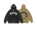 Wholesale Vintage Wash Hip Hop Custom Zip up Hoodie 3D Puff Print Hoodie Oversized Streetwear Men Hoodie