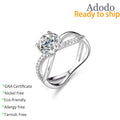 Dainty Round Cut 1CT VVS Moissanite Rings S925 Sterling Silver White Gold Plated Claw Setting Designer Jewelry for Women