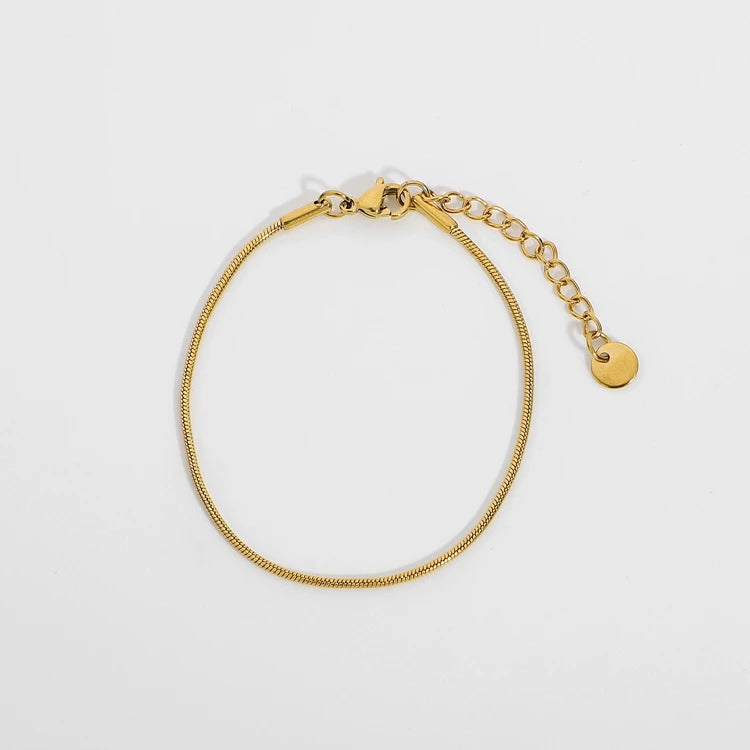 Dainty Super Thin Bone Chain Bracelet Stacking 18K Gold Plated Stainless Steel Bracelet for Women Accessories MegaBDM
